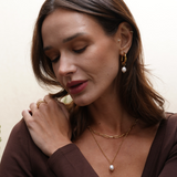 Argollas 24 mm Perla Natural Waterproof en Baño de Oro 18k