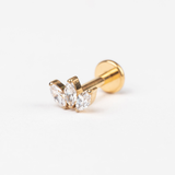 Piercing Triple Marquise Titanio Baño de Oro 18k