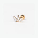 Piercing Small Triple Marquise Titanio Baño de Oro 18k