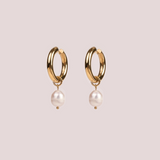 Argollas 24 mm Perla Natural Waterproof en Baño de Oro 18k