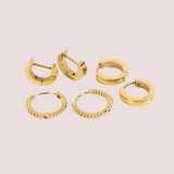 Pack Trinity Waterproof en Oro 18k  – x3 Pares de Argollas
