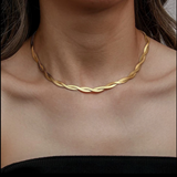 Collar Double Snake Waterproof en Oro 18k