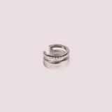 Ear Cuff Double Shine Plata 925 Baño de Oro Blanco