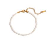 Tobillera Jade Blanca Waterproof en Oro de 18k