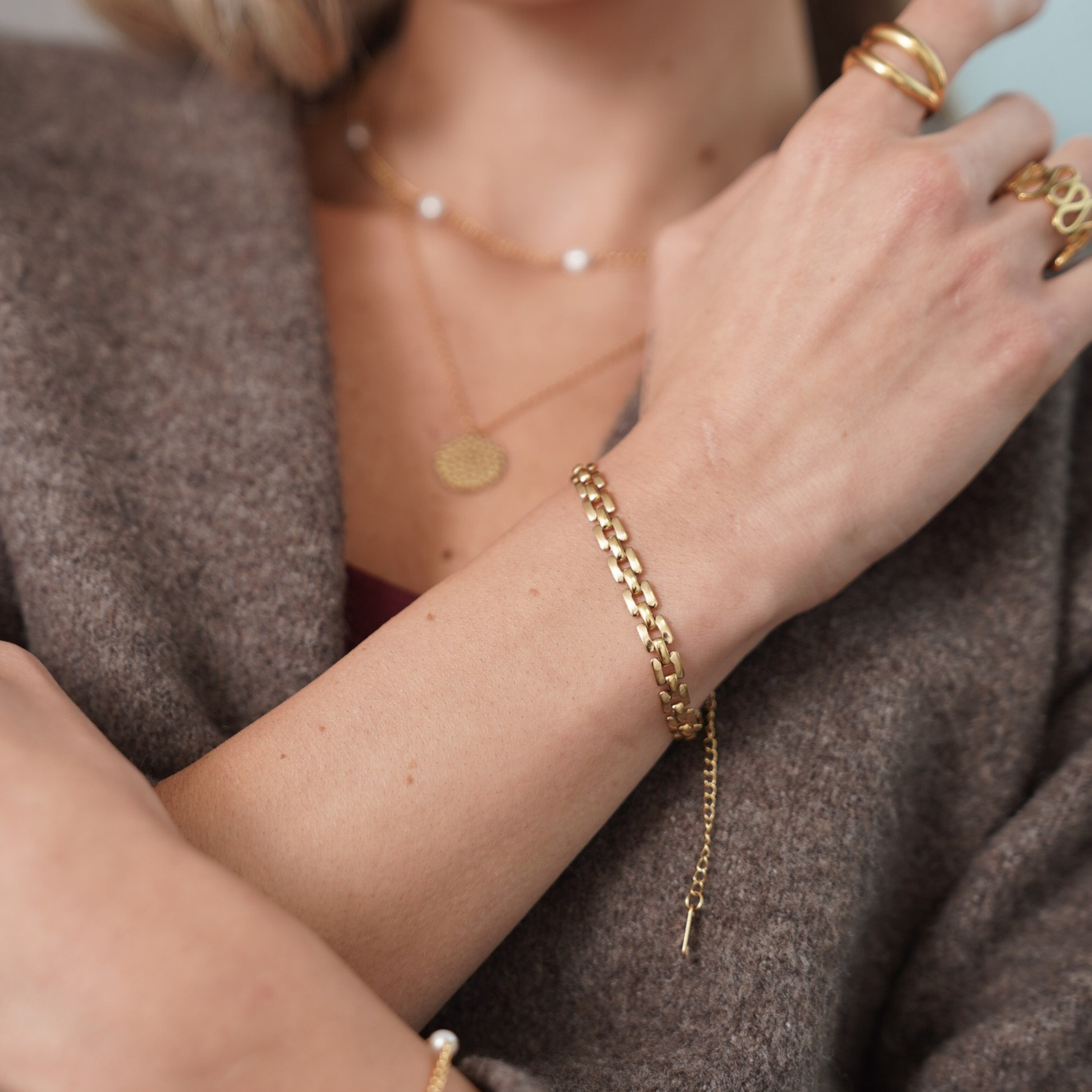 Pulsera Anchor Doble Waterproof en Oro 18k
