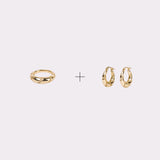 ARGOLLAS HAZEL + ANILLO HAZEL BAÑO DE ORO