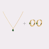 COLLAR RUE GREEN + ARGOLLAS GALE GREEN BAÑO DE ORO