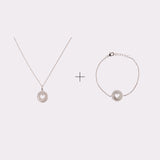 COLLAR HOPE + PULSERA BAÑO DE ORO BLANCO