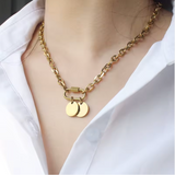 Charm/Colgante Medalla 15mm Waterproof en Oro de 18k