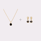 COLLAR CLEO ÓNIX + ARGOLLAS MUSE BLACK BAÑO DE ORO