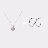 COLLAR LOVE + ARGOLLAS CLEO BAÑO DE ORO BLANCO