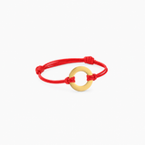 Pulsera Hilo Rojo Round Waterproof Baño de Oro 18k