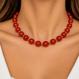 Collar Chunky Piedra Cornalina Waterproof Baño de Oro 18k