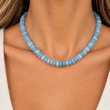 Collar Rondelle Aquamarine Waterproof Baño de Oro 18k