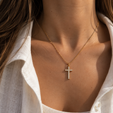 Colgante/Collar Crystal Cross Waterproof en Oro 14k