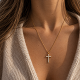 Colgante/Collar Crystal Cross Waterproof en Oro 14k