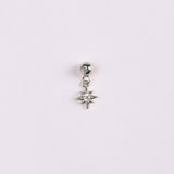Charm Estrella 8 puntas Plata 925 Baño de Oro Blanco