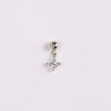 Charm Flor brillante Plata 925 Baño de Oro Blanco