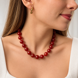 Collar Chunky Piedra Cornalina Waterproof Baño de Oro 18k