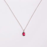 COLLAR RUE MAGENTA + ARGOLLAS JOY MAGENTA BAÑO DE ORO BLANCO