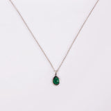 COLLAR RUE GREEN + ARGOLLAS JOY GREEN BAÑO DE ORO BLANCO
