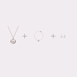 AROS IRIS + COLLAR IRIS + PULSERA IRIS BAÑO DE ORO BLANCO