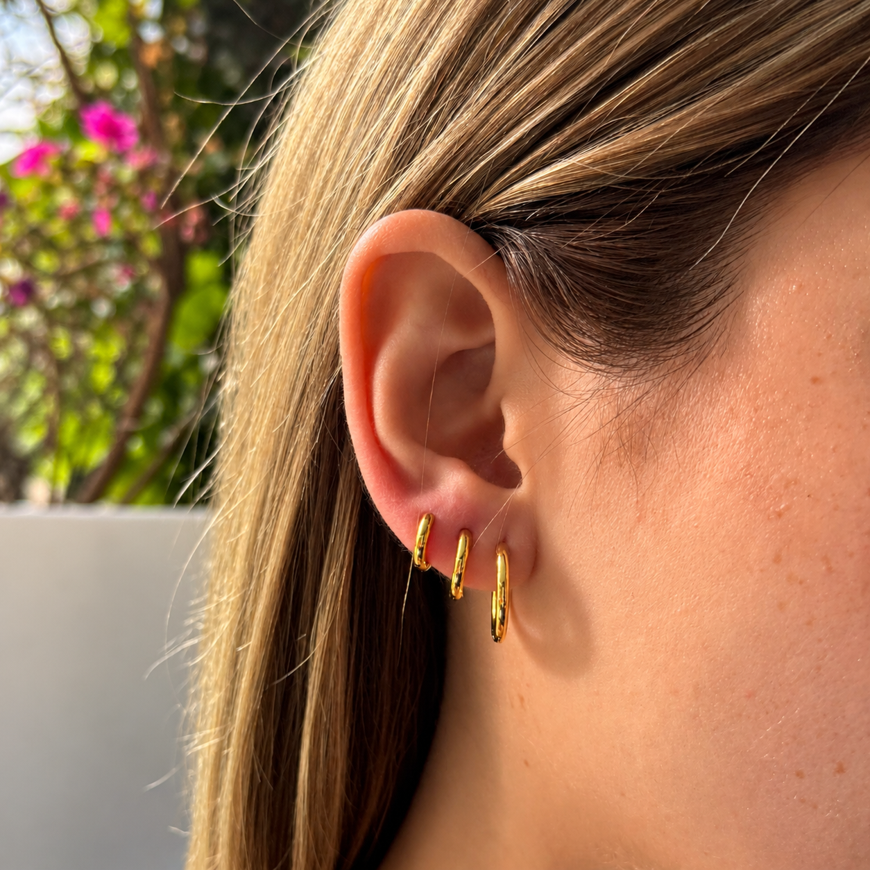 Argollas Aluna Waterproof en Oro de 18k