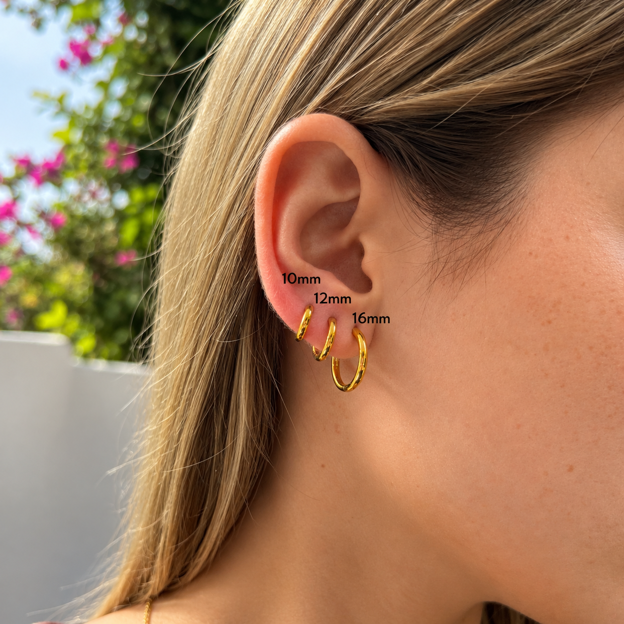 Argollas Aluna Waterproof en Oro de 18k